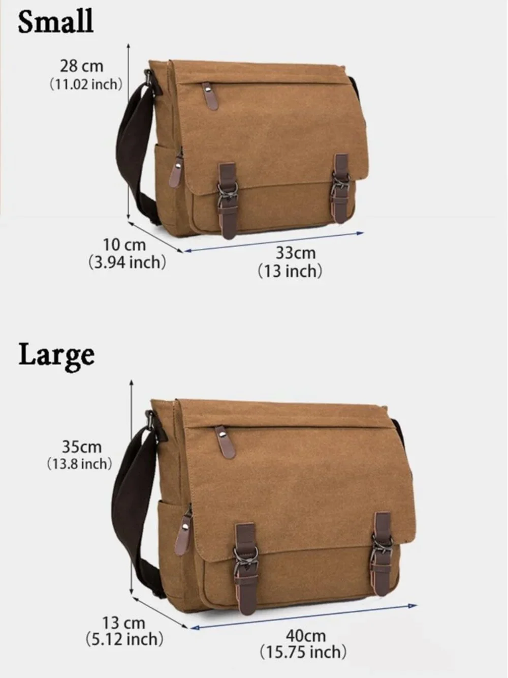Vintage Canvas Messenger Bag - Large Leather Crossbody for 15
